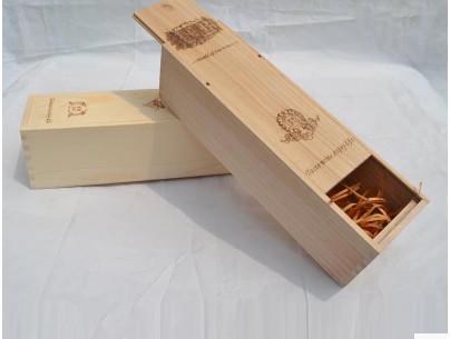 Printed Single Wooden Wine Case 350*100*110mm Size , Wooden Wine Gift Box