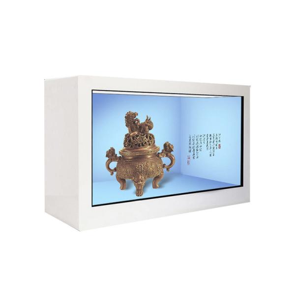 65-inch Transparent LCD Showcase Cabinet With High-resolution Media And Touch Interaction.