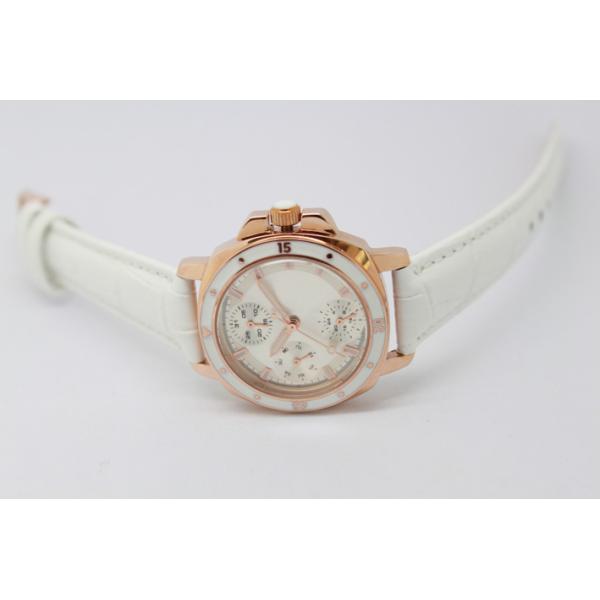 White Quartz Stainless Steel Watches With Genuine Leather For Ladies