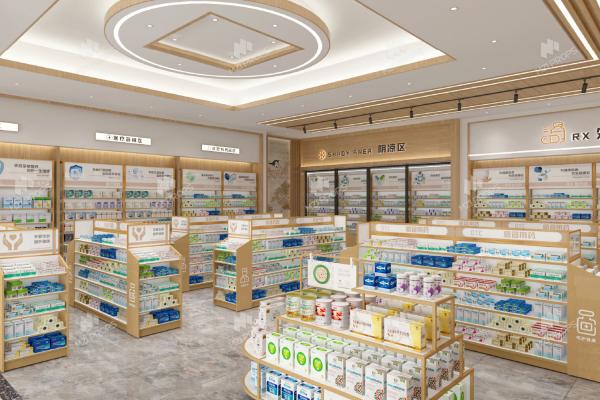 10-YMQSS Pharmacie modèle magasin avec bois naturel style de luxe
