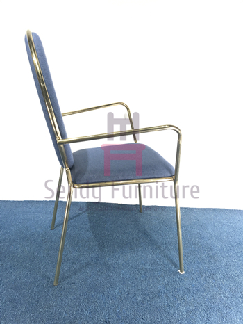 Luxury Round Back Stainless Steel Restaurant Chairs Velvet Arm With SS Frame