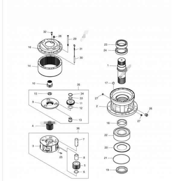 DX380 Excavator Swing Reduction Gear 404-00094B with 6 Months Warranty