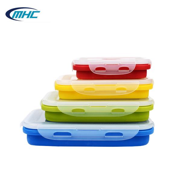 Многоразовой контейнер силикона хранения еды силикона складной подгонянный коробкой для завтрака