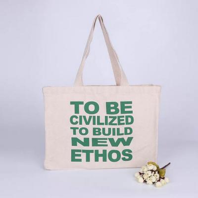 Long Rope Green Canvas Tote Bag / Recycled Small Canvas Shopping Bags