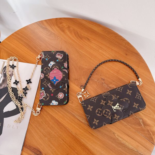 LV Left and Right Card Slot Leather Case for iPhone 17 Pro Max