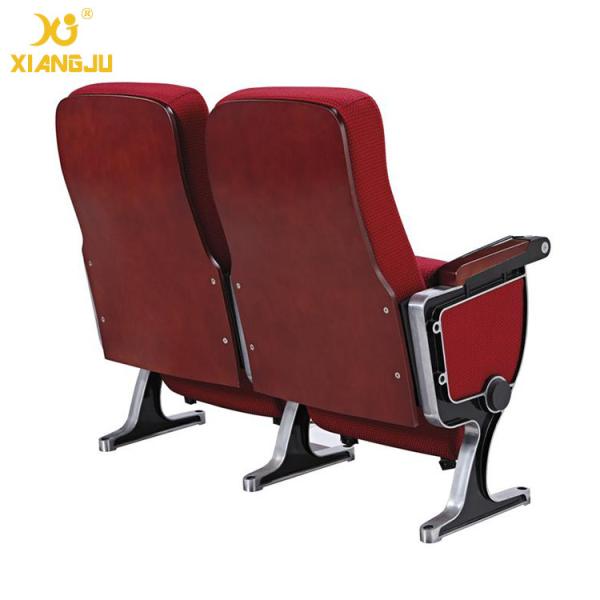 Elegant Moulded Wood Lecture Hall Auditorium Chairs Polished Aluminum Feet