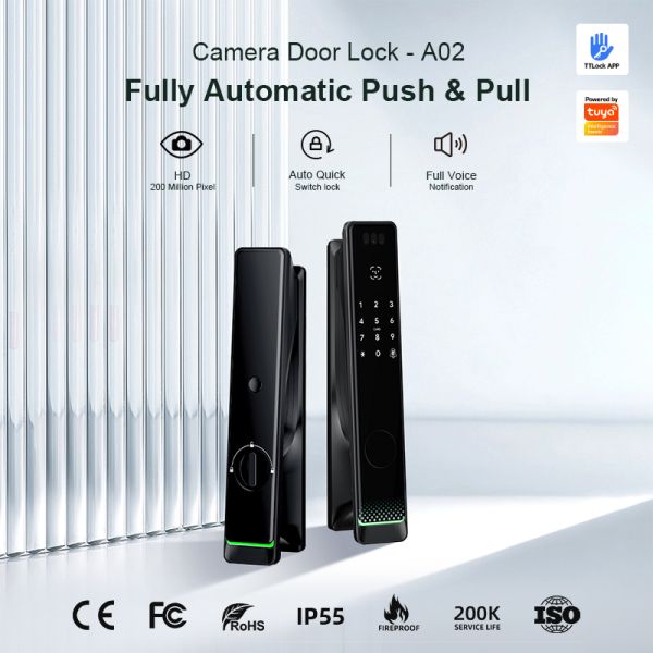 Liliwise Tuya Ttlock Automatic Biometric Lock Rfid Card Wifi App Ble Fingerprint Smart Door Lock With Camera