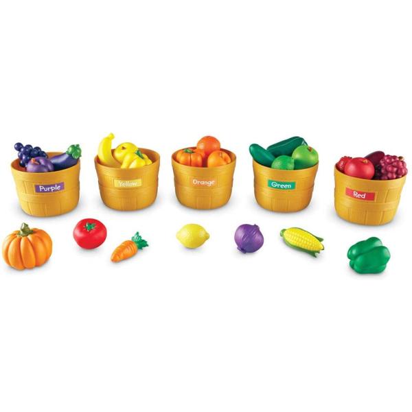 Unisex Children's Day Five Color Bucket Vegetable Soft Gum Fruit Set Kitchen Food Puzzle Toy Gift