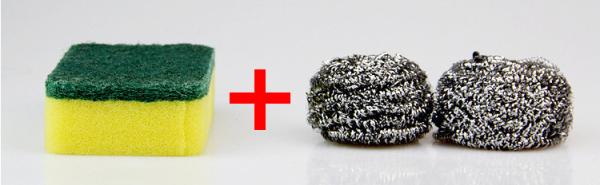 Stainless Wire Dish Cleaning Sponge , Strong Water Absorption Dish Washer Sponge