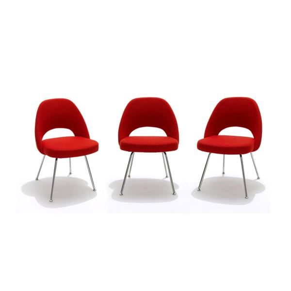 Saarinen Side Fiberglass Dining Chair Relex Fabric Stainless Steel Legs