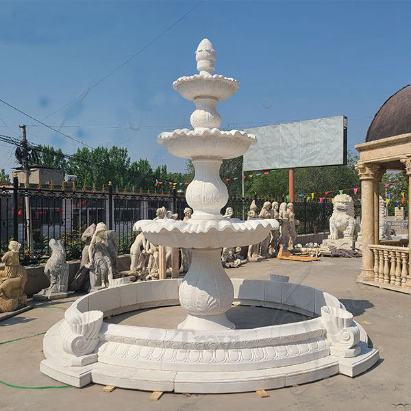 Discount outdoor water fountains yellow marble water fountain with two tiers for garden decoration