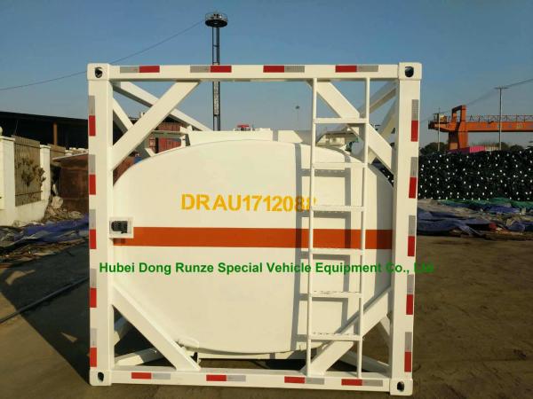 Chemical 20ft Tank Container For High Corrosive Hydrochloric Acid , Sodium Hypochlorite