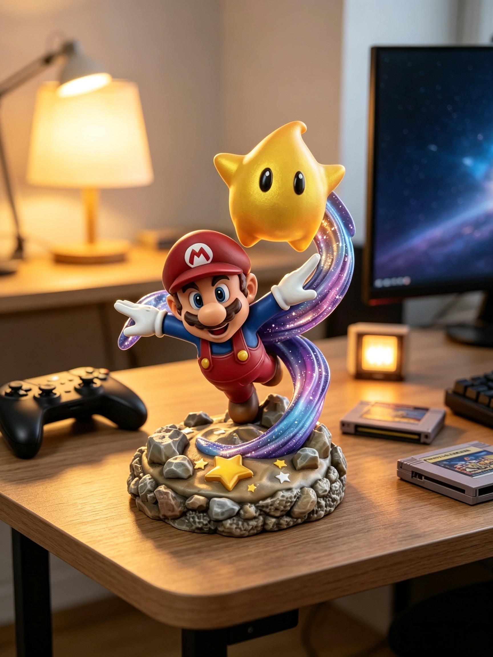 Detailed Painted Ornament 3D Printed Toys Galaxy Star Mario Statue