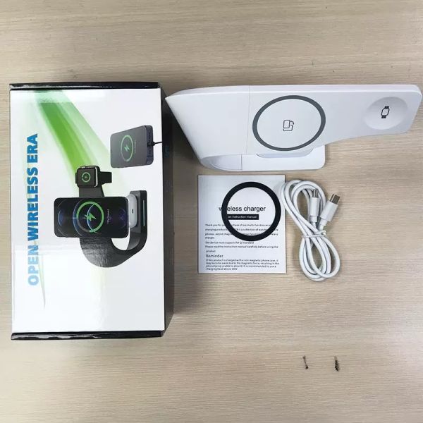 15W Fast For Wireless Phone Charger 4 In 1 Magnetic Stand Station Mobile Phones