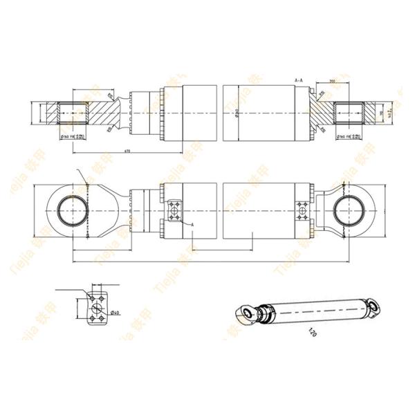 Estructura estándar de doble acción del cilindro del brazo del excavador Assy cilindro de aceite hidráulico