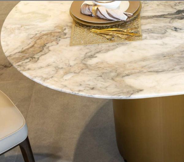 Luxury Italian Marble Dinner Table Customized Logo Stainless Steel Leg For Home Use