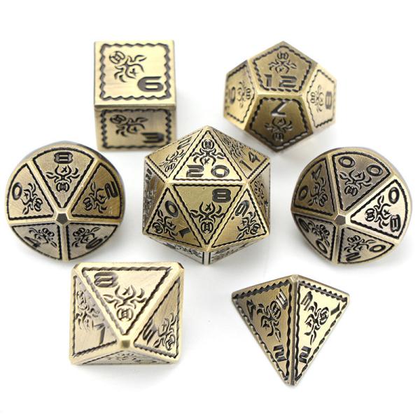 Electroplated Vintage Colored Octopus Metal Dnd Dice Set Dragon and Dragon Chessboard Game Dice