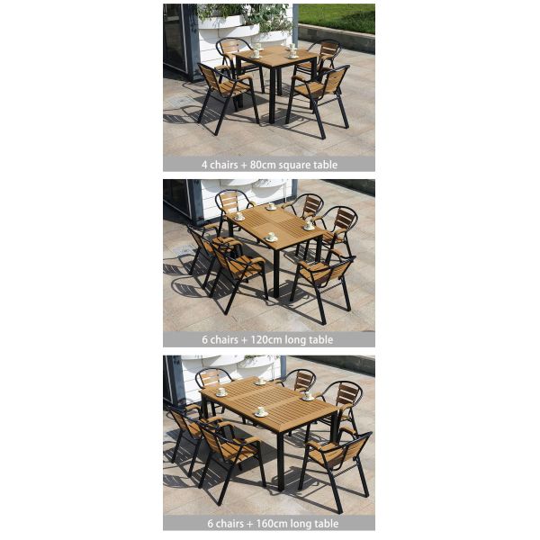 Modern Minimalist WPC Outdoor Table and Chair Leisure Furniture Courtyard Balcony Armrest Aluminum Chair