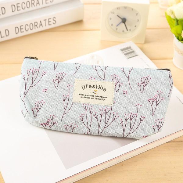 Caixa de lápis, linda flor floral tela fechadura Caixa de lápis Fabric adorável flor árvore bolsas de caneta suprimentos 4 Pcs