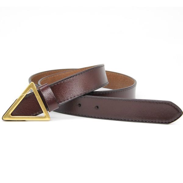 Side Stitching Women's Fashion Leather Belts Triangle Nail Bottom Buckle