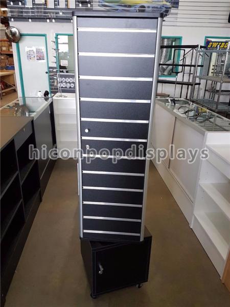 Retail Shop Advertising Wooden Display Stand Slatwall Spinner Display Rack