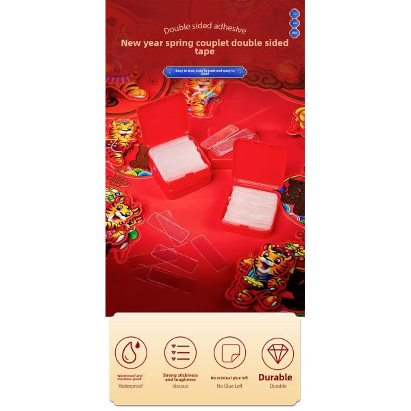 Hot Sale Wholesale Couplet Special Double-Sided Tape Transparent DIY Spring Festival Couplets Fu Character Adhesive Paper Film