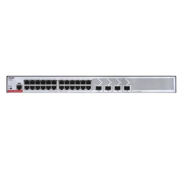 Switch Ruijie Gigabit de 24 puertos con 10G SFP+ y soporte PoE+ Control web/CLI gestionado de capa 2