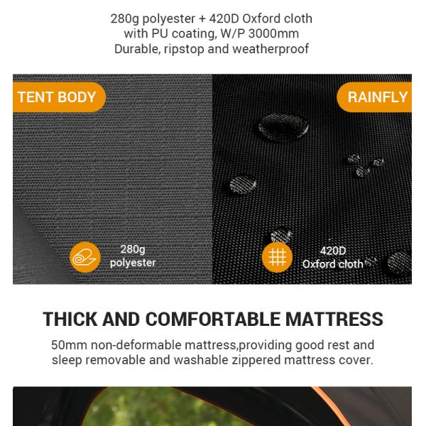 Hard Shell Roof Top Tent 3000mm Waterproof for 2 Adults