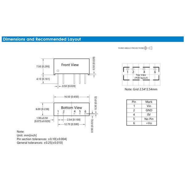 Isolated 24V To 12V DC DC Converter Module 1.5k VDC 1W With Fixed Input Voltage