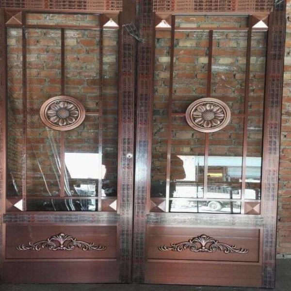 Custom Double automatic swing  Doors 72x80 Polished Stainless Steel kfc door