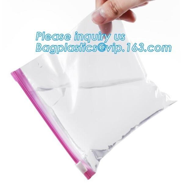 Slider Freezer Custom Transparent LDPE Plastic Waterproof Zip lockk Storage Bag, Slider zipper clear plastic PE POLY water