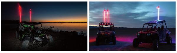 6-inch RGB Driving Light ATV Whips And Flags , Antenna Fiber Optic Whip Light