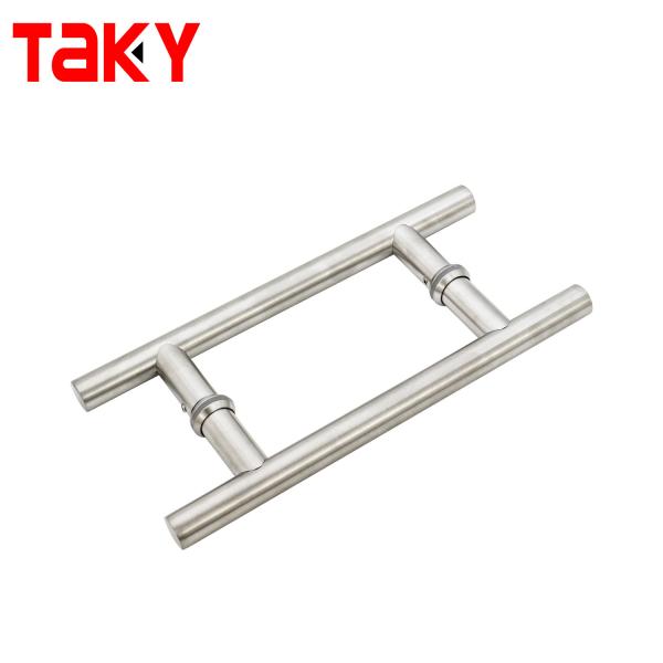 H Type Double Sided SS304 Stainless Steel Shower Glass Door Handle 203*203*19*1.0mm for Bathroom Sliding Doors