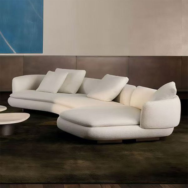 Italian Minimalist Luxury Villa Living Room Sofa Set Hotel Lobby with Teddy Velvet Fabric Sectional Modular Couch