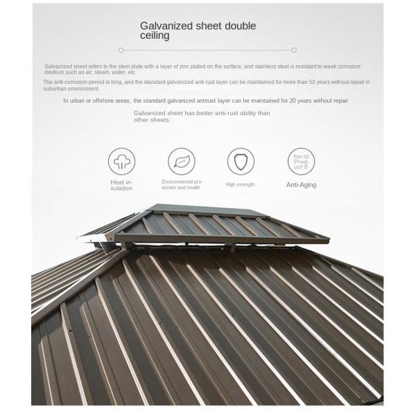 Aluminium Frame Windbreaks Waterproof Gazebo Canopy With Hardtop 3*4m