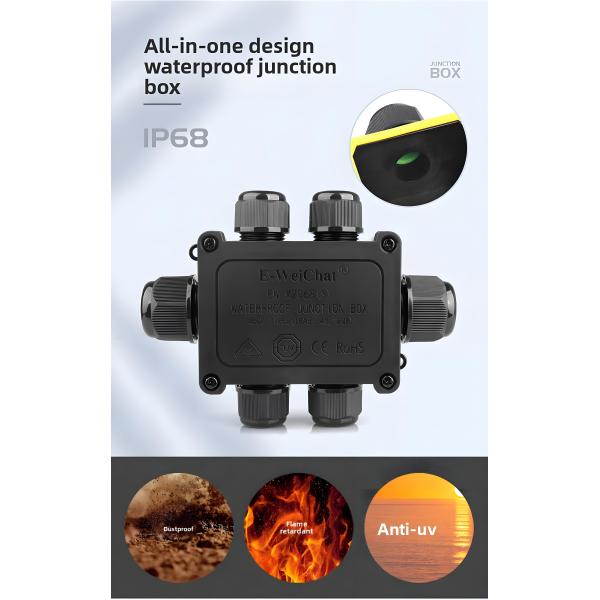 Caja de conexiones estanca de paso - Conector de prensaestopas de 1 entrada y 5 salidas