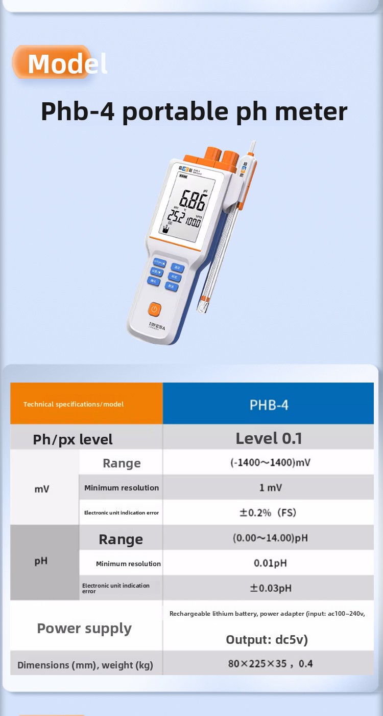 PHS-25 Precision Desktop Digital Acidity Meter pH Tester Portable Laboratory Use Made in Mainland China