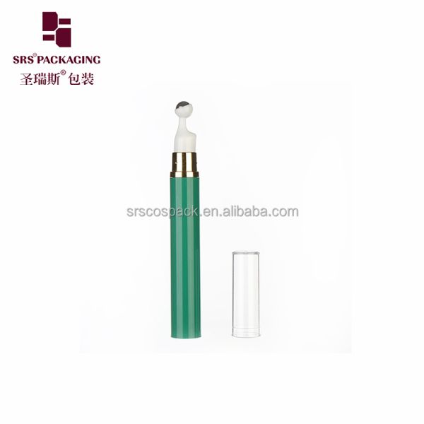 Green Colored Roller Bottle With Airless Pump Applicator 10ml 12ml 15ml Eye Care Packaging Manufacture