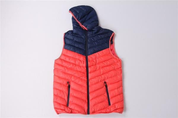 Ladies Color Matching Utility Gilet Vest Lightweight Hooded Padded Vest