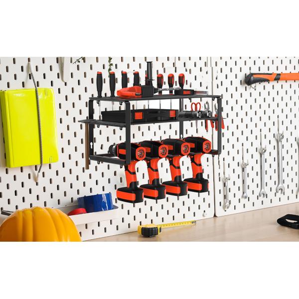 Estante de herramientas de perforación eléctrica Tipo de plástico de 4 capas Organizador de herramientas eléctricas Montaje de pared