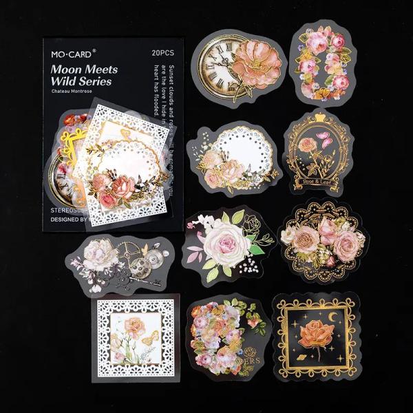 Álbum de recortes decorativo feito a mão planejando estético dourado planta da etiqueta DIY da etiqueta do ANIMAL DE ESTIMAÇÃO do vintage