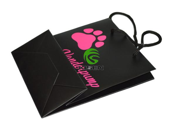 Black Retail Shop Bags For Shopping / Packing PP Rope Handle OEM Service