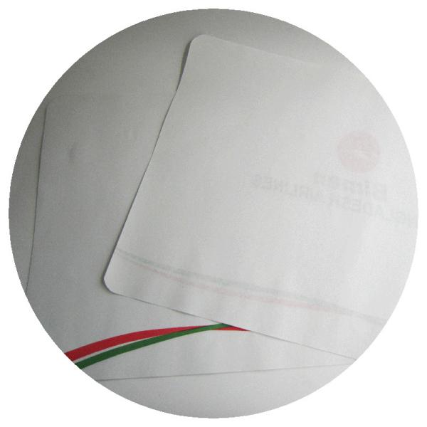 AIR SICKNESS BAG, AIRLINE SICKNESS BAG, WITH SEALED, WHITE COLOR WITH CLIENT'S REQUESTED LOGO