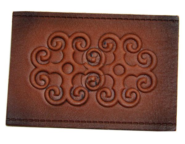 Multiple Style Embossed Leather Patches Brass Rivet custom embossed leather patches