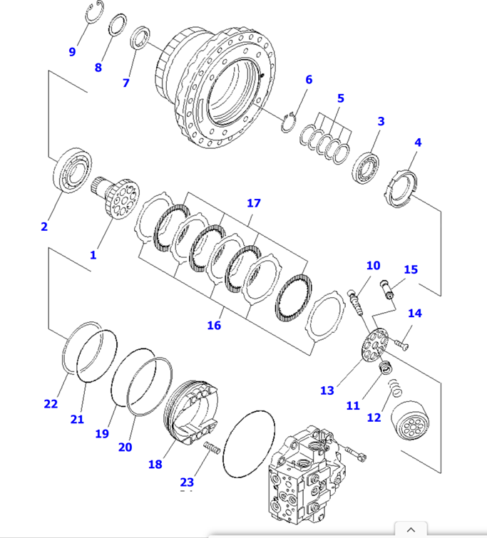 Komatsu PC400-7/PC450-7 Final Drive Assembly with High Torque Piston Structure and Two Speed Control