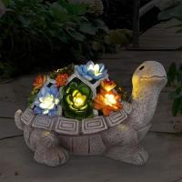 Suculento 7 luzes LED jardim solar estátuas ao ar livre tartaruga para pátio varanda presentes únicos de casa