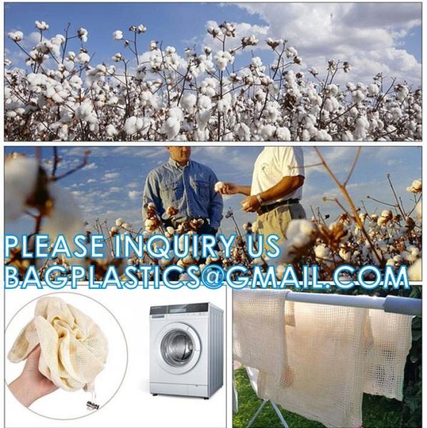 Natural Cotton Double Drawstring Reusable Eco Friendly Grocery Bag Shopping Net Produce OrganicMesh Fruit Bag