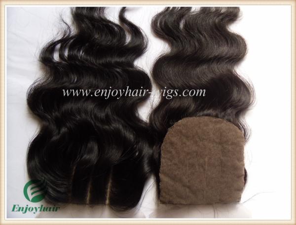 Silk top closure 4''x4'' malaysian virgin hair natural color body wave 10''-24''three part