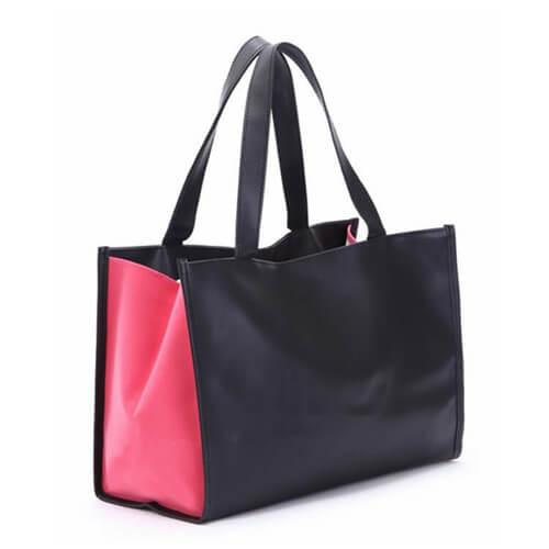 Custom Black PU Leather Tote Bag With Thermal Transfer Logo ODM
