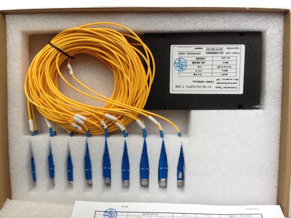 Os ABS audio do divisor do cabo da fibra ótica do PLC encaixotam a uniformidade excelente de 1X2 1*4 1*8 S 1x16